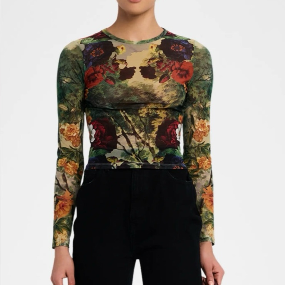 Alice + Olivia Multicolor Floral Long Sleeve Top